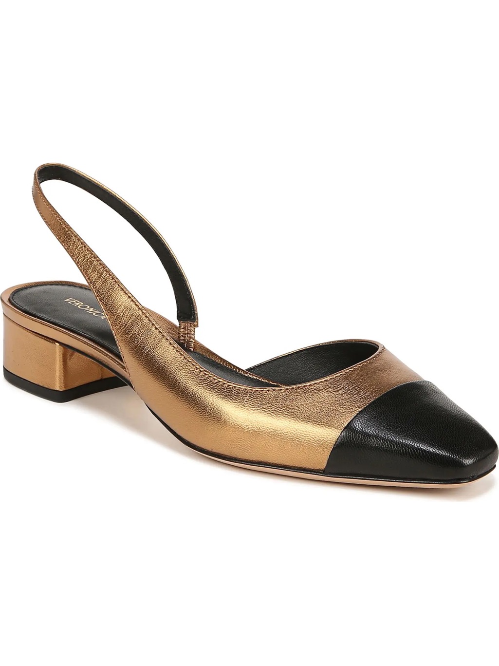 Veronica Beard Metallic Gold And Black Slingback Pumps